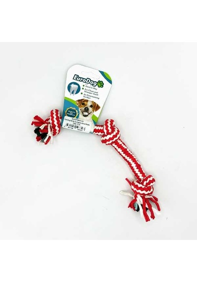 Eurodog Diş İpi Üç Düğüm Kımızı Beyaz Çizgi 15 Cm N708