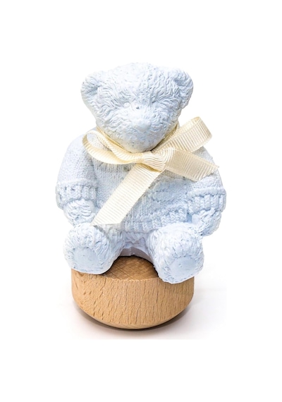 Ahşap Kaideli New Baby Kokulu Mavi Ayıcık Seramik Koku Taşı Abundance Prosperity