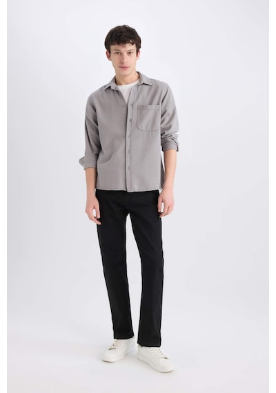 DeFacto Regular Fit Normal Kesim Düz Pamuklu Uzun Kollu Gömlek D7406AX24AUGR455 DeFacto Regular Fit Normal Kesim Düz Pamuklu Uzun Kollu Gömlek D7406AX24AUGR455