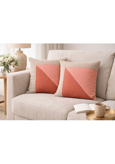 Faralya Life Parçalı 2 Li Kırlent Kılıfı 45x45 Cm Dekoratif Koltuk Yastık Kılıfı Modern Salon Dekoru Açık Pembe