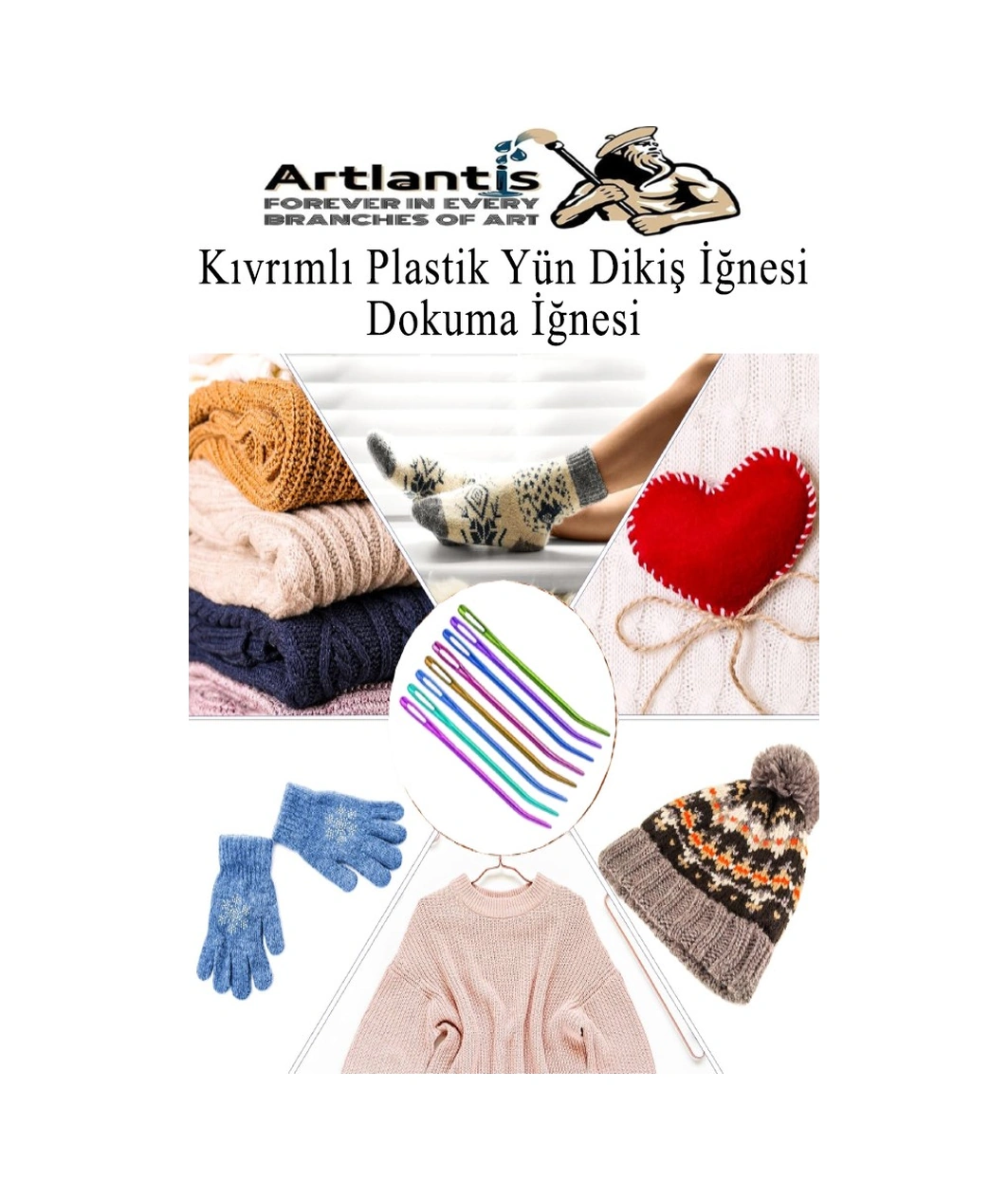 Kıvrımlı Plastik Yün İğnesi 12 Cm 30 Adet 1 Paket Plastik Dikiş Dokuma İğnesi Kavisli İplik İğne Goblen