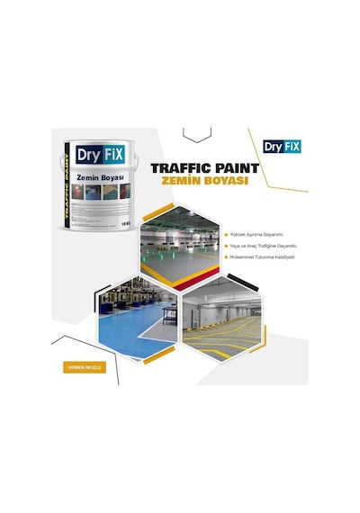 Dryfix Traffic Paint Fayans,seramik,mermer,beton Ve Asfalt Zemin Boyası 5 Kg Beyaz Diğer