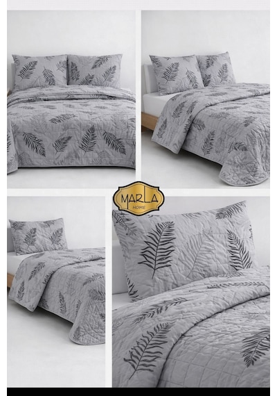 Çift Kişilik Pike Takımı Battal Boy 220x230 Cm Çok Amaçlı Yatak Örtüsü & Battaniye Gri