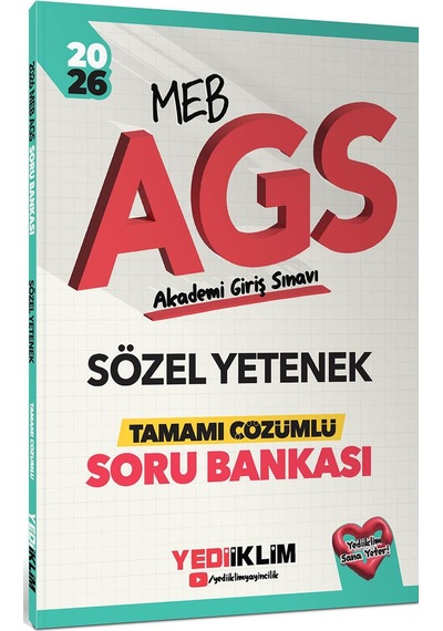 Yediiklim Yayınları 2026 Meb Ags Sözel Yetenek Tamamı Çözümlü Soru Bankası