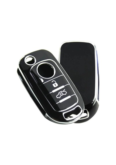 Autohan Keys Egea Anahtar Kılıfı, 3 Buton, Siyah-gümüş, Nano Kaplama Standart