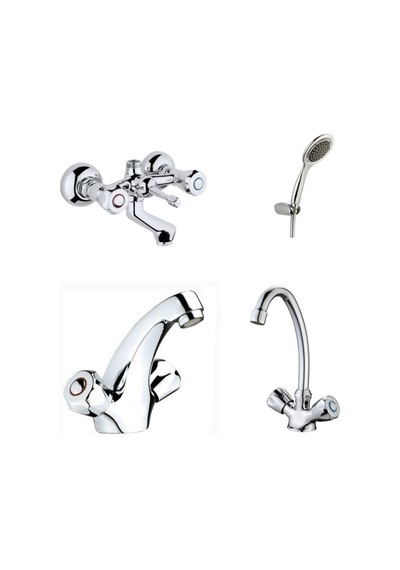 Erce Klasik Banyo Kartal Lavabo + Eviye Bataryası Duş Takımı