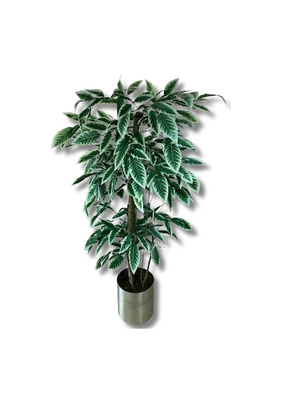Cihan Çiçekçilik Yeşil Beyaz Yapay Ceviz Ağacı 180 Cm 30x30 Metal Saksı Yeşil