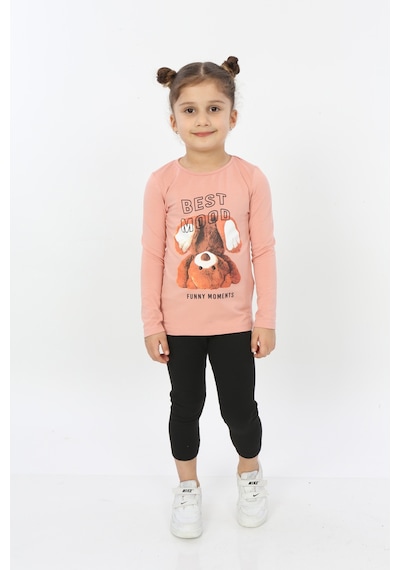 Toontoy Kids Toontoy Kız Çocuk Best Mood Ayıcık Baskılı Tişört Pudra