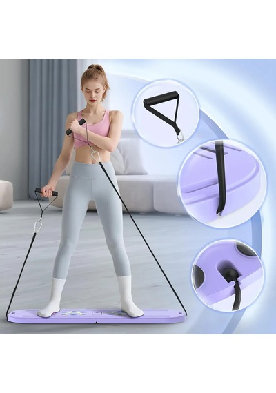 Zamanlayıcılı Akıllı Pilates Tahtası - Çok Fonksiyonlu Ev Tipi Full Body Fitness Ve Şınav Seti Mor