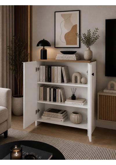 Çeltikçi Model 2 Kapaklı Çok Amaçlı Dolap Ayakkabılık Kitaplık Banyo Dolabı Mutfak Dolabı Beyaz-safir Meşe Çeltikçi Model 2 Kapaklı Çok Amaçlı Dolap Ayakkabılık Kitaplık Banyo Dolabı Mutfak Dolabı Beyaz-safir Meşe