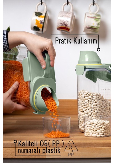 Contalı Sızdırmaz Erzak Saklama Kabı / 1100 Ml / Yeşil - Tekli Yeşil