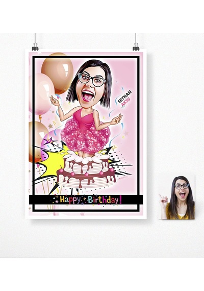 Bk Gift Kişiye Özel Doğum Günü Karikatür Afiş Poster 50 X 70 Cm. 4