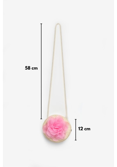 Le Mabelle Pembe Gül Detaylı Kız Çocuk Hasır Çanta Pembe