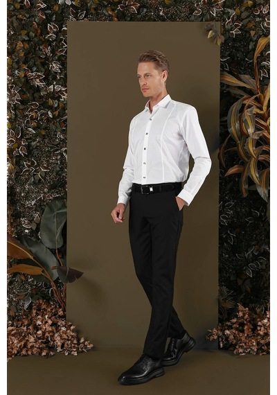 Efor Gk 700 Slim Fit Beyaz Klasik Gömlek Beyaz
