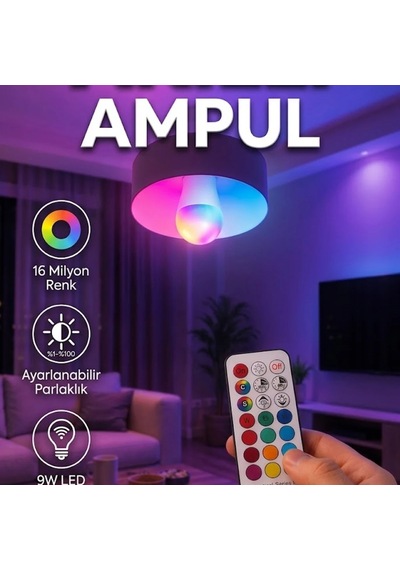Akıllı Rgbw Led Ampul 9w, Wi-fi Kontrollü, 16 Milyon Renk Diğer
