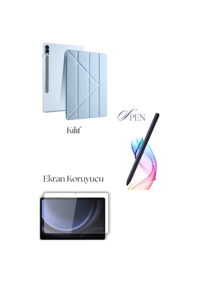 Fuchsia Galaxy Tab S10 Plus İle Uyumlu Tablet Kılıfı S Pen Tablet Kalemi Temperli Ekran Koruyucu Set Tablet Kılıfı