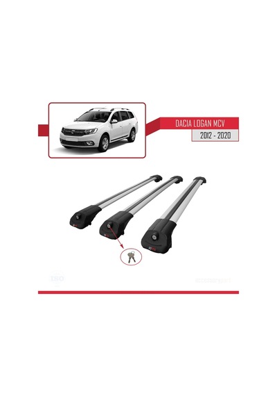 Dacia Logan Mcv 2012-2020 Arası İle Uyumlu Ace-1 Ara Atkı Tavan Barı Gri 3 Adet Bar