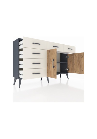 Arges Konsol 2 Raflı 6 Çekmeceli 2 Kapaklı 132x30x83 Antrasit-çam/aytaşı Çam/aytaşı Arges Konsol 2 Raflı 6 Çekmeceli 2 Kapaklı 132x30x83 Antrasit-çam/aytaşı Çam/aytaşı
