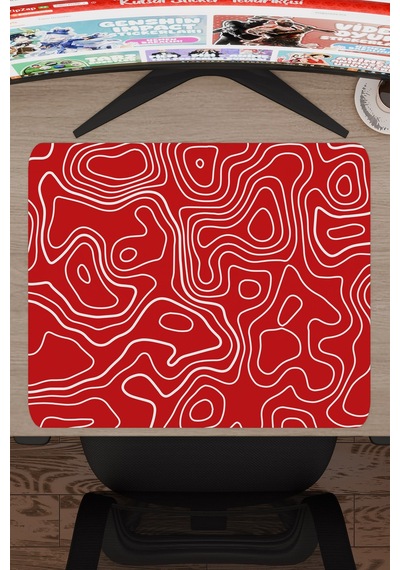 Kırmızı Beyaz 48x40 Xl Taraftar Gaming Oyuncu Mouse Pad Kaymaz Taban Büyük Fare Altlığı Topography