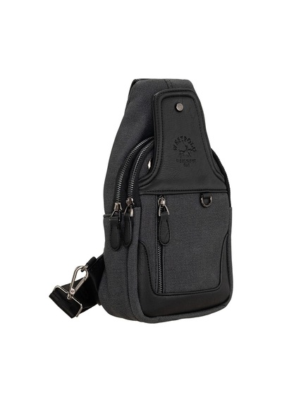 West Polo Westpolo Unisex Çapraz Askılı El Göğüs Ve Omuz Çantası Kanvas Kumaş Ve Vegan Deri - Siyah