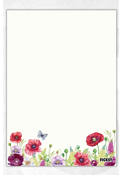 A5 Çiçek Bloknot Çizgisiz Defter - 50 Yaprak - Memopad - Notepad - Not Defteri - Not Kağıdı - 1295 Çok Renkli
