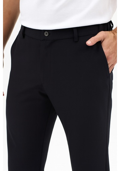 Goffra Erkek Streç Kumaş Relaxed Beli Lastikli Pantolon Siyah