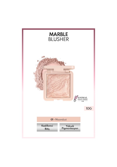 Note Cosmetics Marble Baked Blusher Fırınlanmış Allık & Aydınlatıcı - 01 Moondust