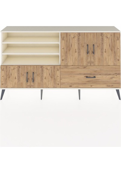 Arges Konsol 5 Raflı Tek Çekmeceli 4 Kapaklı 176x30x99 Aytaşı-çam Aytaşı-çam