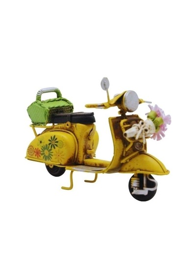 Dekoratif Metal Scooter Önü Sepetli Çok Renkli