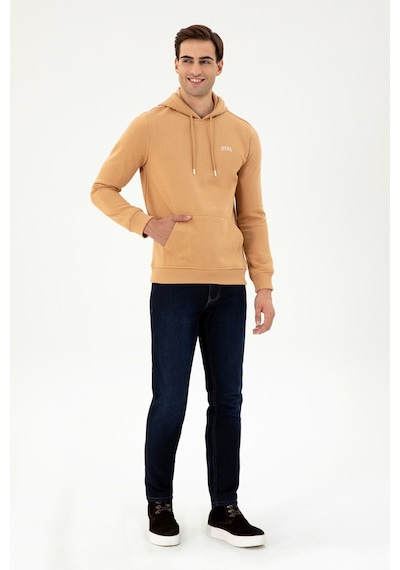 U.S. Polo Assn. Erkek Kapüşonlu Camel Basic Şardonlu Sweatshirt 50295176-VR015