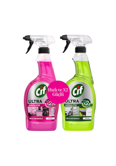 Şeylişeyler - Cif Ultra Anında Etki Kir & Yağ Sökücü Sprey 750 Ml 2'li Avantaj Paketi 2'li Set