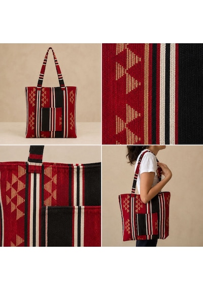 Bk Gift El Yapımı Otantik Türk Kilim Omuz Çantası -16, Günlük, Kitap, Tablet, Plaj Ve Seyahat Çantası Çok Renkli