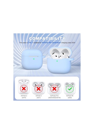 Apple Uyumlu AirPods 4. Nesil Kılıf Standart Yumuşak Silikon Kılıf Gökyüzü Mavisi