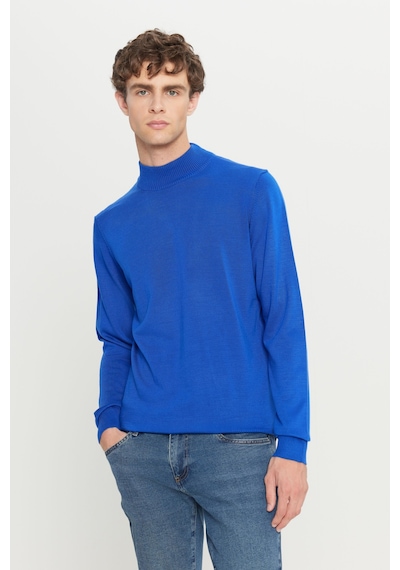 AC&Co / Altınyıldız Classics Erkek Saks Standart Fit Normal Kesim Yarım Balıkçı Yaka Triko Saks