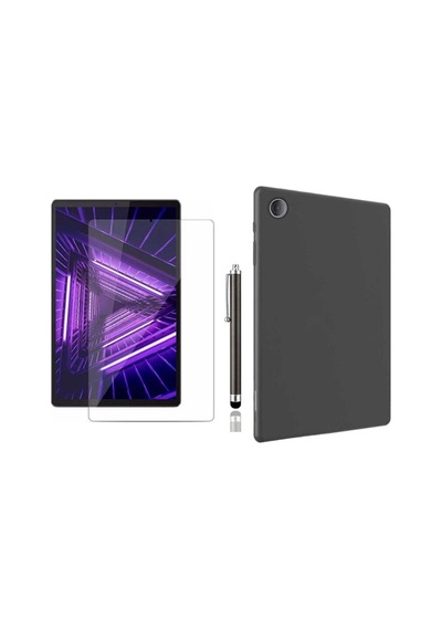 Lenovo Tab M10 Hd Uyumlu Tb-x306f Za6w0026tr Siyah Silikon Tablet Kılıfı + Nano Ekran Koruyucu+kalem Arka Kapak