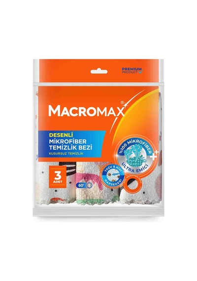 Macromax Desenli Mikrofiber Bezi 3'lü 4'li Avantaj Paketi Mıchu 3 Beden