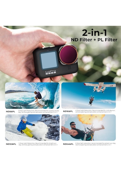 K&f Concept Gopro Uyumlu 4 Lü Filtre Seti - Nd8&pl + Nd16&pl + Nd32&pl + Nd64&pl