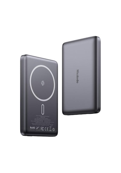 Mc-4651 10000mah 20w Metal Ultra İnce Manyetik Kablosuz Powerbank - Si Siyah