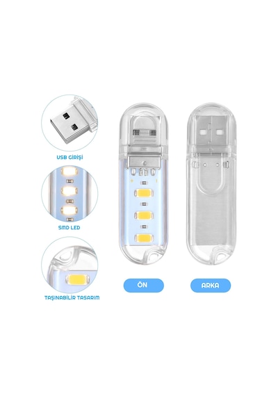 Taşınabilir Mini USB 3 LED GünIşığı Lamba 5730 SMD Kamp Stick Led