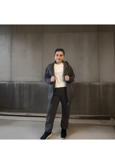Ceyss Design Unisex Üç İplik Şardonlu Kapüşonlu Hırkalı Eşofman Takımı-haki Haki
