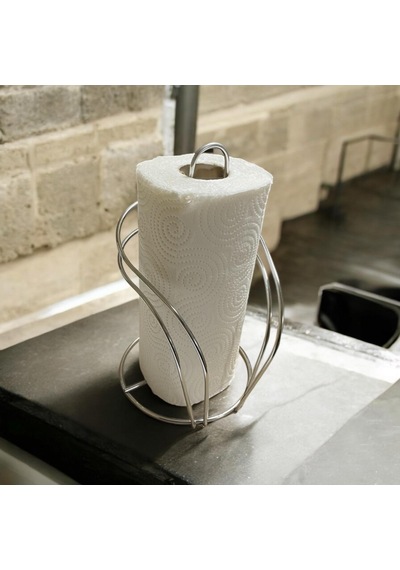 Gümüş Renkli Metal Kağıt Havluluk - Tezgah Üstü - Mutfak/banyo - Spiral Tasarım Gümüş