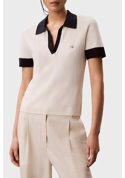 Calvin Klein Logolu % 100 Pamuk Regular Fit Polo Lv047g308gyas Bayan Polo Lv047g308g Yas Krem