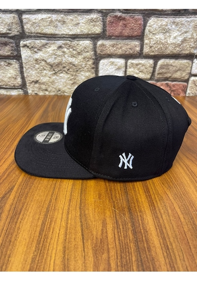 Hamze Ny Yankees New York Nakış Hip Hop Snapback Rapper Şapka Cap Siyah - Beyaz