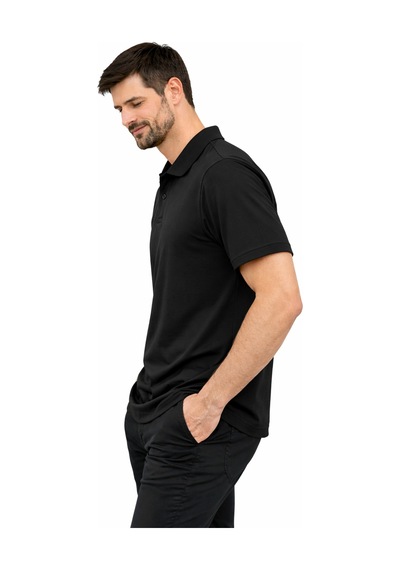 Mekaizen Erkek Slim Fit Polo Yaka Tişört Dar Kesim Basic Kısa Kollu Günlük T-shirt SIYAH