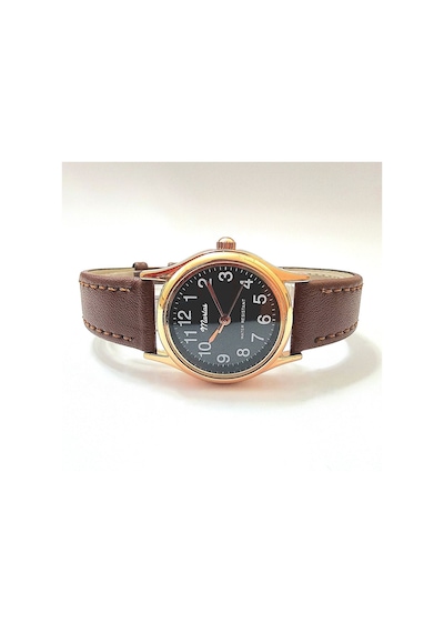 Retro Kadın Deri Kol Saati, Minimal Tasarım, Rose Gold Renk, Vintage Tasarım, Kahverengi Siyah Altın