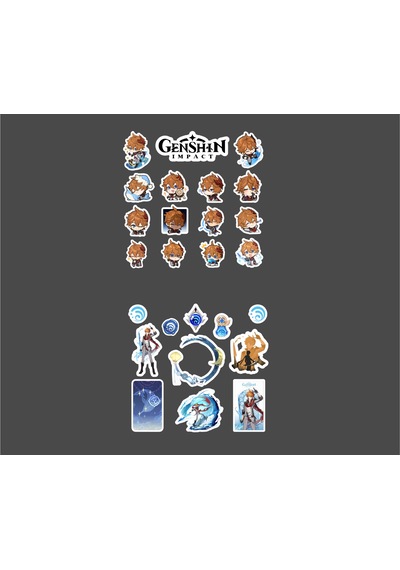 Genshin - Tartaglia 2 Adet Sticker Set Parlak Kağıt
