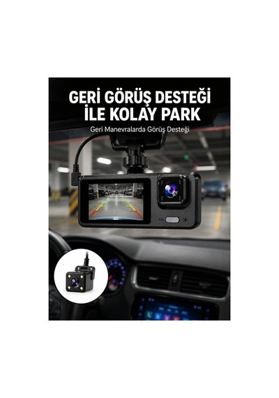1080p 3 Kameralı Araç Dvr Döngü Kayıt Ve Geri Görüş Özellikli Yeni Nesi - Ssssss3684-5