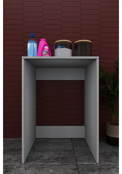 Lüks Çamaşır Makinesi Dolabı %100 Mdf Çamaşır Kurutma Banyo Dolabı Bd07 Kül Gri