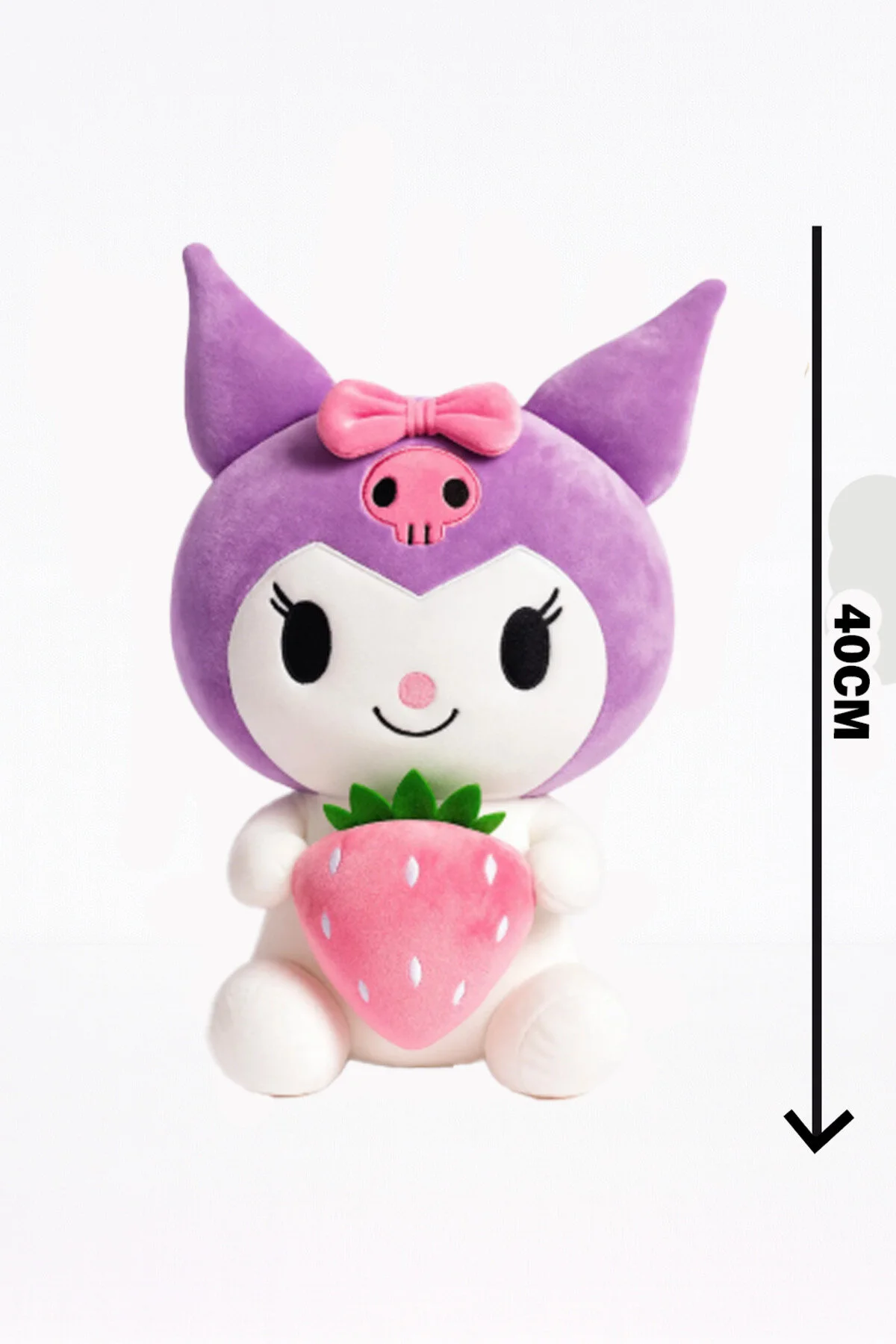 Kuromi Pembe Çilekli 40 Cm Tatlı & Hediye Edilebilir Oyuncak Açık Mor