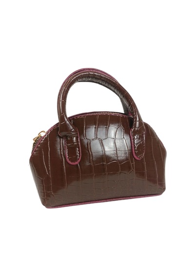 Glemix Safir Bordo Croco Mini Kadın El Ve Omuz Çantası Bordo